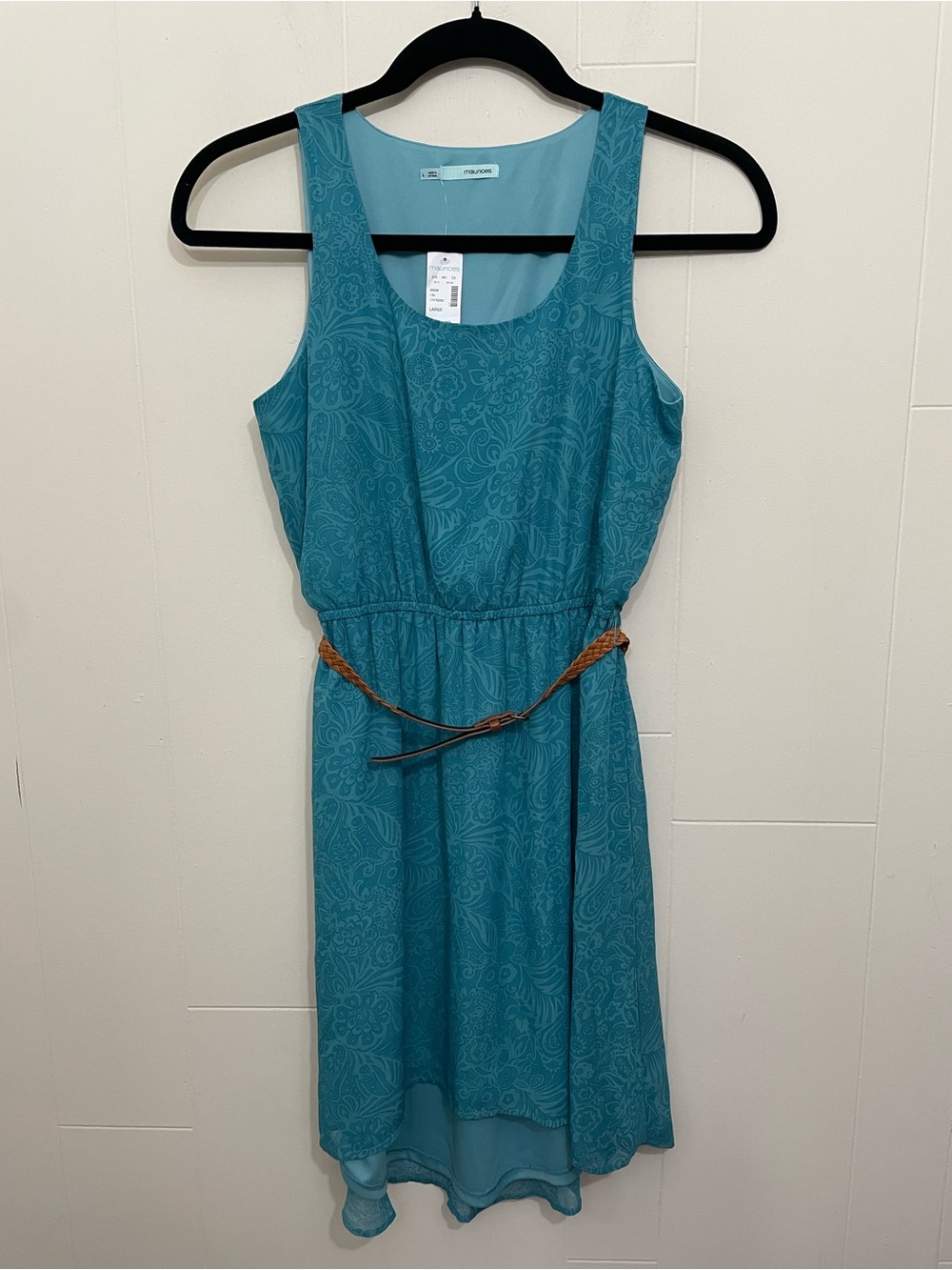 Maurices NEW Sleeveless Midi Dress SIze L Teal Turquoise Paisley Boho Chic Y2K